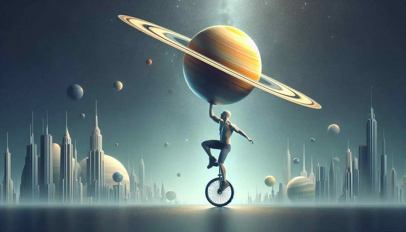 The Imagine Digital Studios unicycle rider with a glowing planet