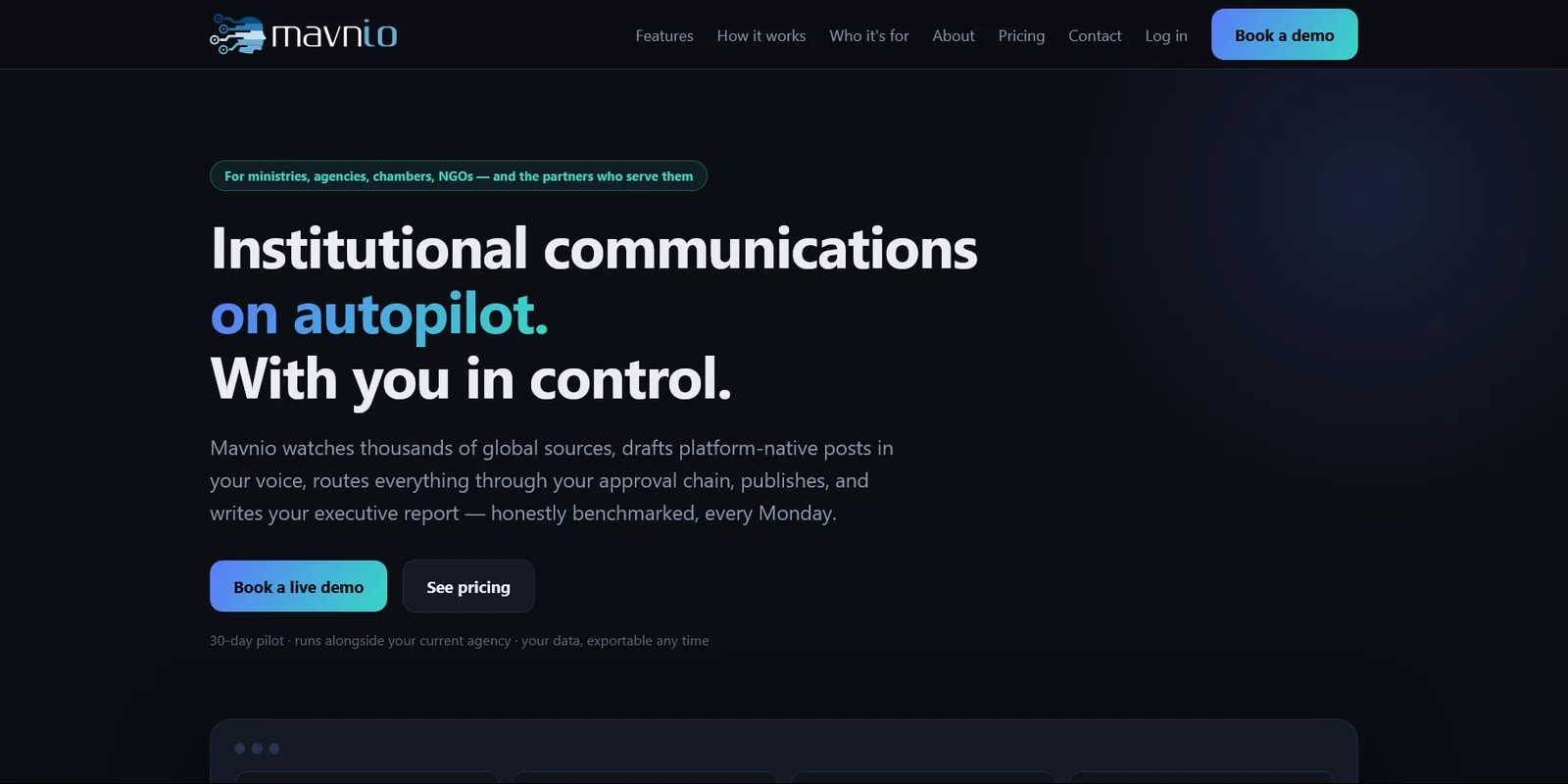 Mavnio platform homepage