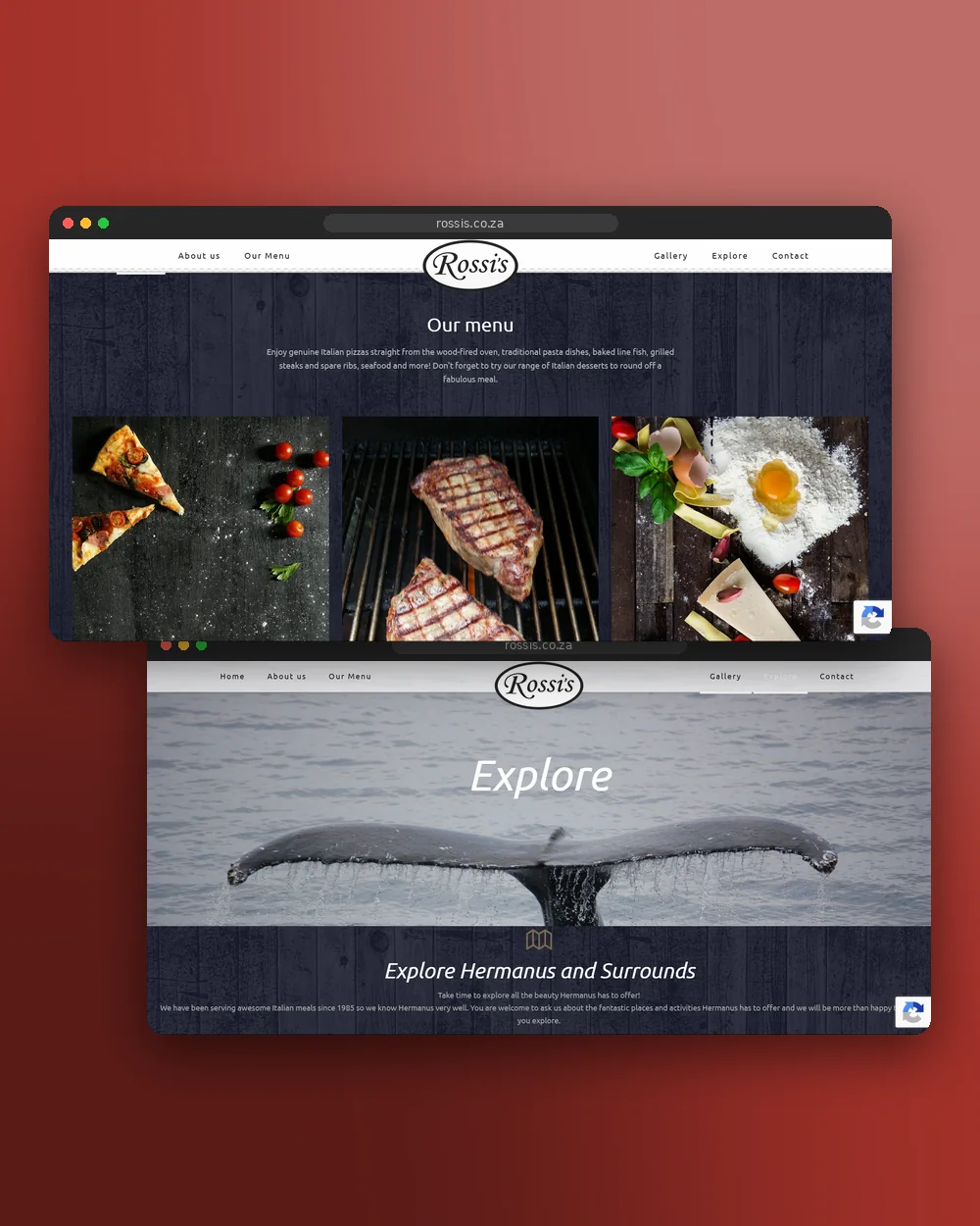 Rossi's Italian Restaurant website designed by Imagine Digital Studios, shown on desktop