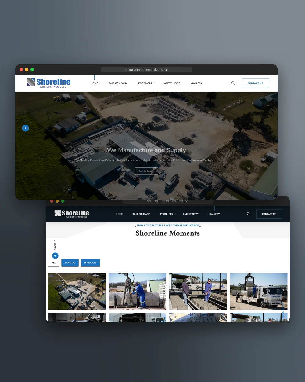 Shoreline Cement website designed by Imagine Digital Studios, shown on desktop